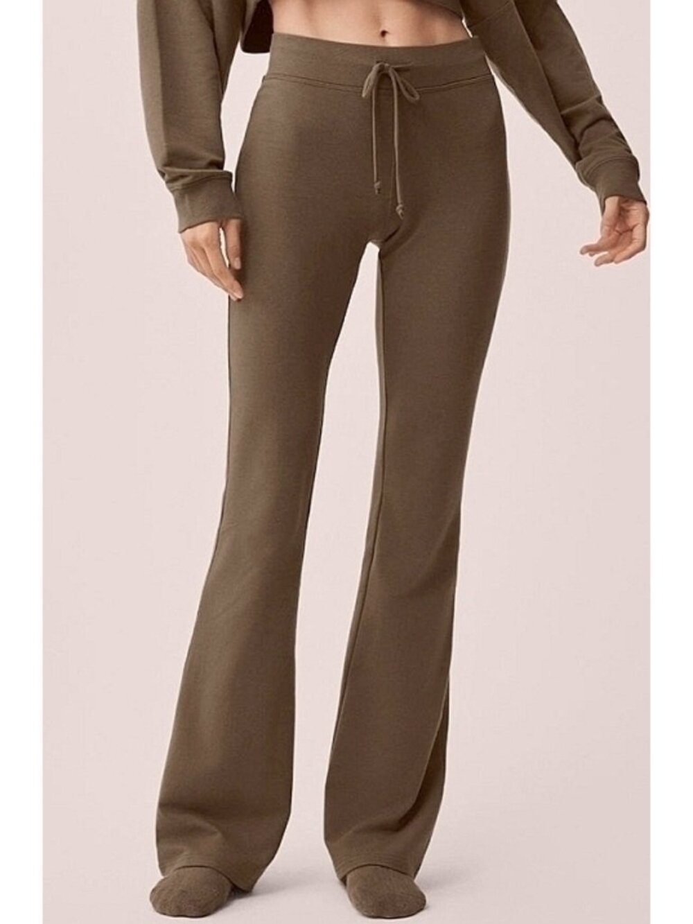 Alo Sway Bootcut Sweatpants Olive Tree High-Rise Waist Army Brown Flare Sweats M